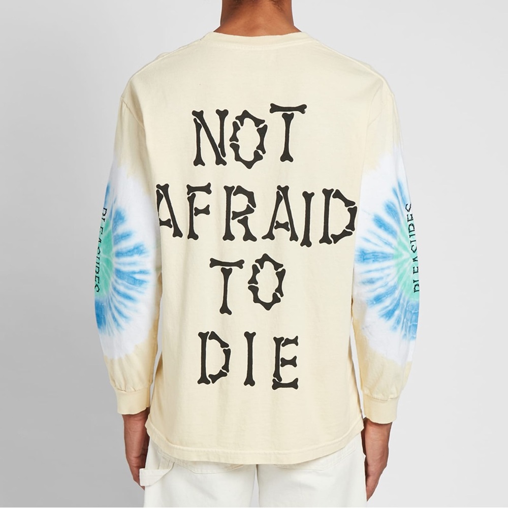 Pleasures 💯 Cotton Tie Dye Yellow Crème NOT AFRAID TO DIE Long Sleeve Uni Shirt